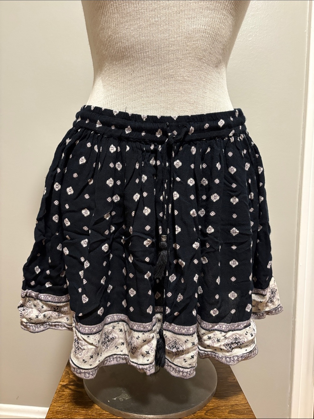 Women's Black Printed Boho Shorts